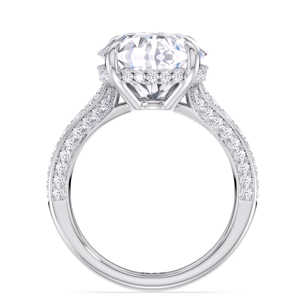Round Cut Elegance Hidden Halo Cross Bridge Basket Engagement Ring with Lab Grown Diamond in 14KT Platinum view 4
