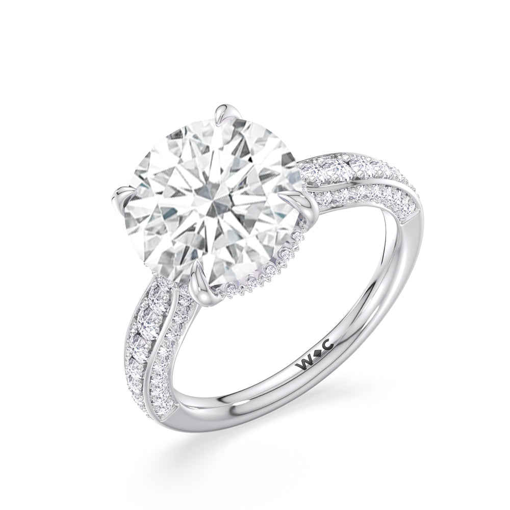 Round Cut Elegance Hidden Halo Cross Bridge Basket Engagement Ring with Lab Grown Diamond in 14KT Platinum view 5
