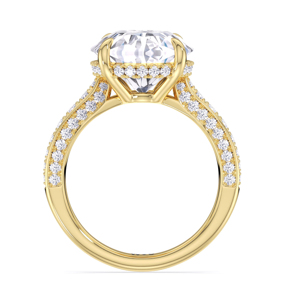 Round Cut Elegance Hidden Halo Cross Bridge Basket Engagement Ring with Lab Grown Diamond in 14KT Yellow Gold view 4
