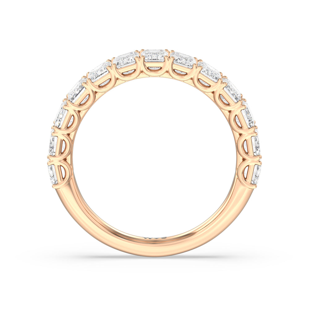 Elegance Emerald Accent Hidden Halo Diamond Wedding Band with 18KT Rose Gold Cut Diamond in 14KT Rose Gold view 2
