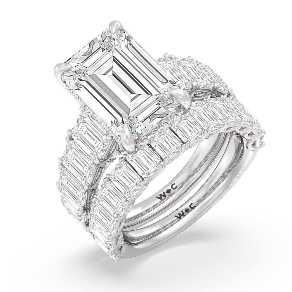 6.11ct Emerald Elegance Emerald Accent Hidden Halo Lab Diamond Engagement Ring with 9 3/4 Cut Diamond in 14KT Emerald view 4
