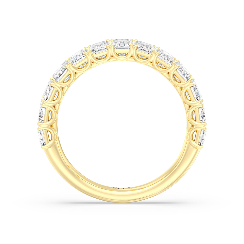 Elegance Emerald Accent Hidden Halo Diamond Wedding Band with 18KT Yellow Gold Cut Diamond in 14KT Yellow Gold view 2

