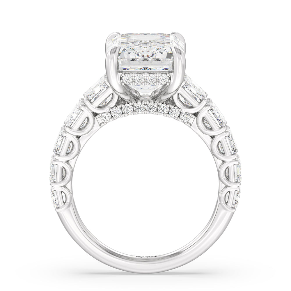 6.11ct Emerald Elegance Emerald Accent Hidden Halo Lab Diamond Engagement Ring with 9 3/4 Cut Diamond in 14KT Emerald view 2
