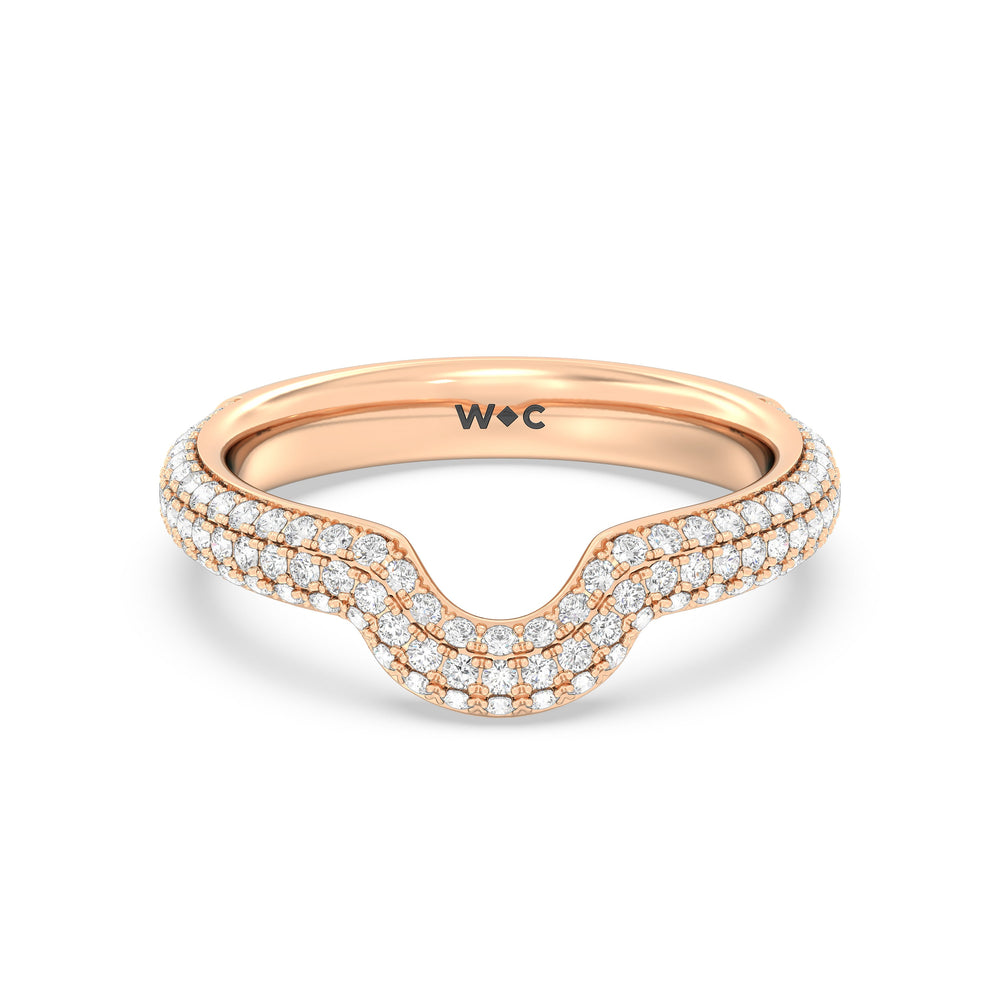 Elegance Studded Basket Diamond Wedding Band with 18KT Rose Gold Cut Diamond in 14KT Rose Gold view 1
