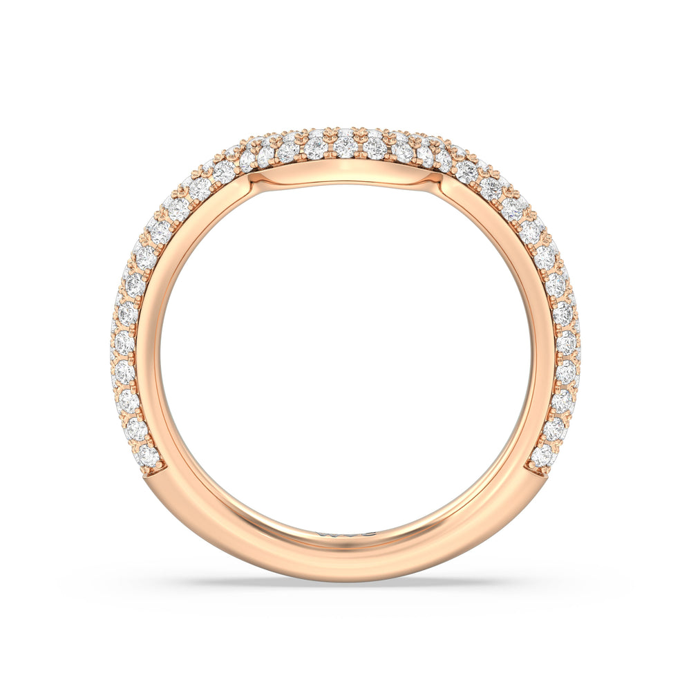 Elegance Studded Basket Diamond Wedding Band with 18KT Rose Gold Cut Diamond in 14KT Rose Gold view 2
