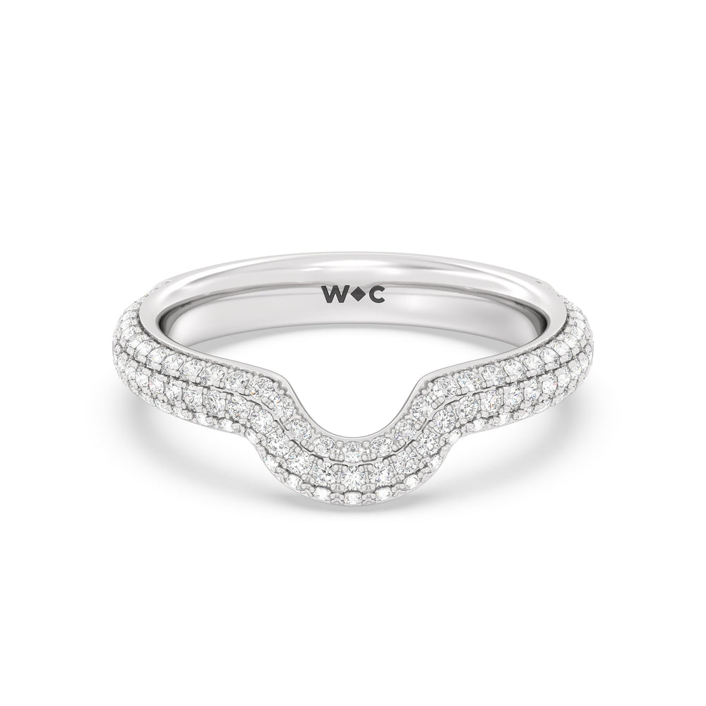 Elegance Studded Basket Diamond Wedding Band with Platinum Cut Diamond in 14KT Platinum view 1
