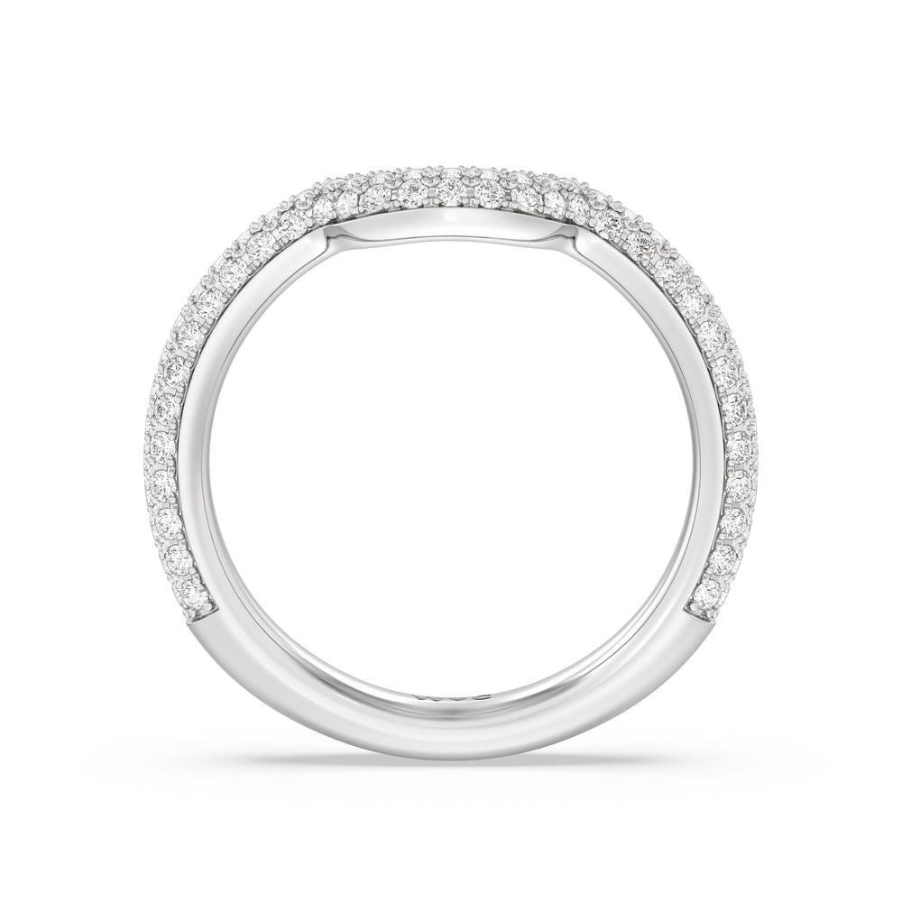 Elegance Studded Basket Diamond Wedding Band with Platinum Cut Diamond in 14KT Platinum view 2
