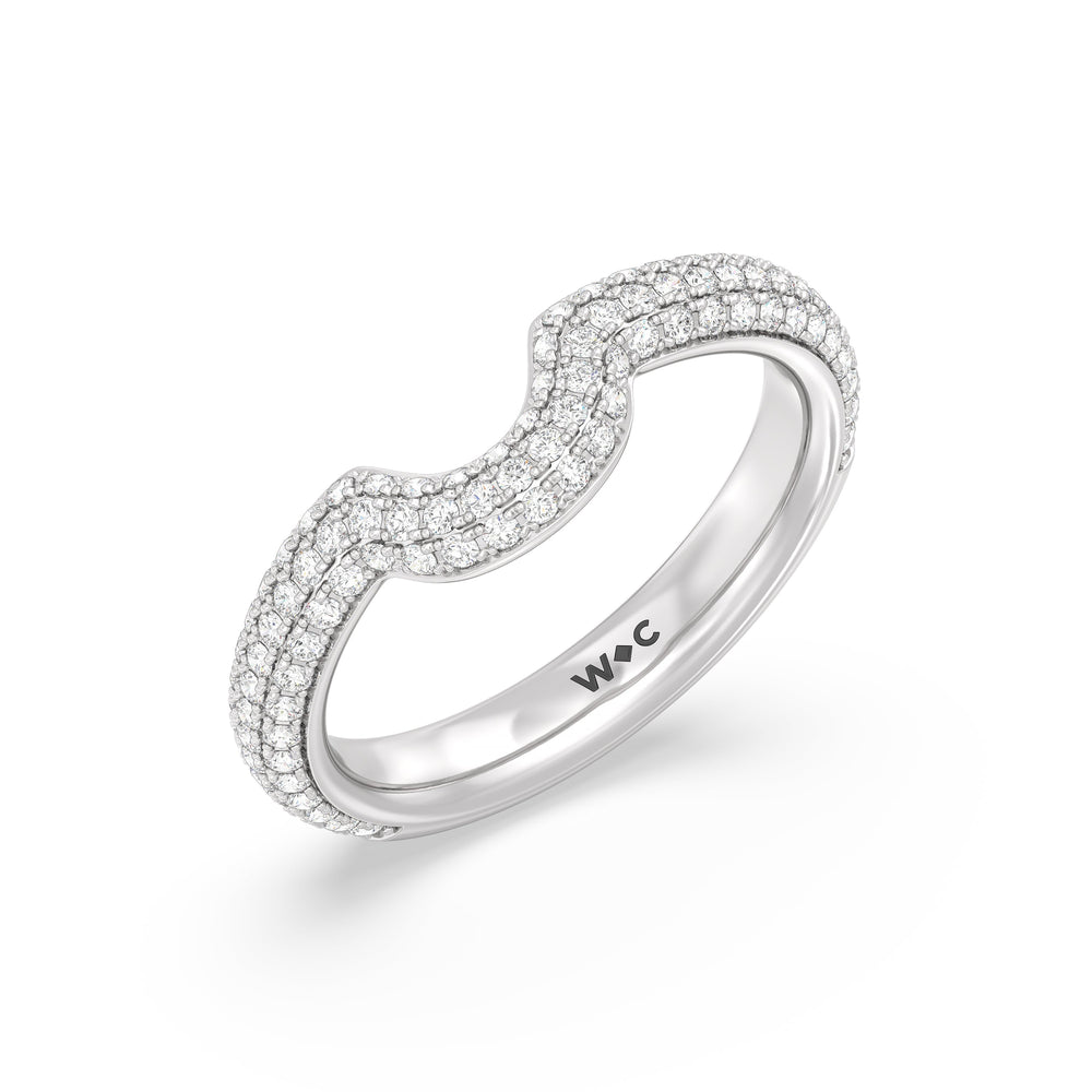 Elegance Studded Basket Diamond Wedding Band with Platinum Cut Diamond in 14KT Platinum view 4

