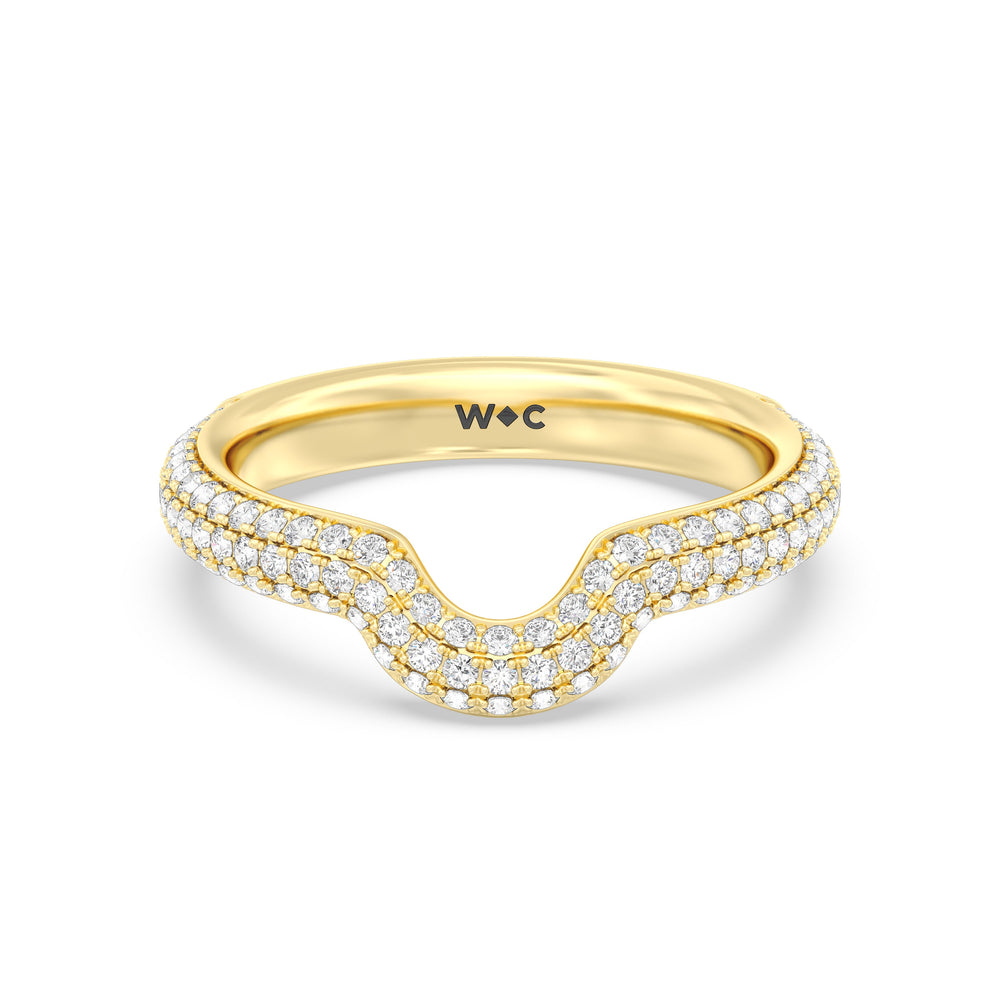 Elegance Studded Basket Diamond Wedding Band with 18KT Yellow Gold Cut Diamond in 14KT Yellow Gold view 1
