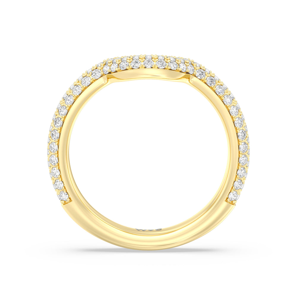 Elegance Studded Basket Diamond Wedding Band with 18KT Yellow Gold Cut Diamond in 14KT Yellow Gold view 2
