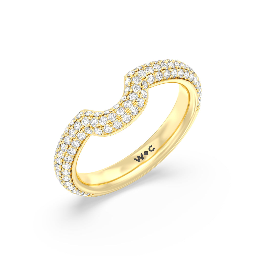 Elegance Studded Basket Diamond Wedding Band with 18KT Yellow Gold Cut Diamond in 14KT Yellow Gold view 4
