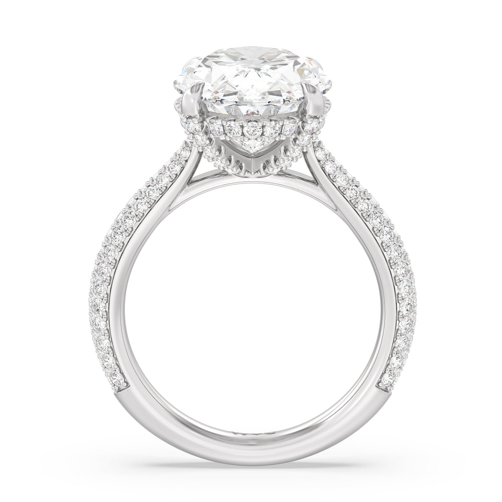 Elegance Studded Basket Engagement Ring with Oval Cut Diamond in 14KT Platinum view 2
