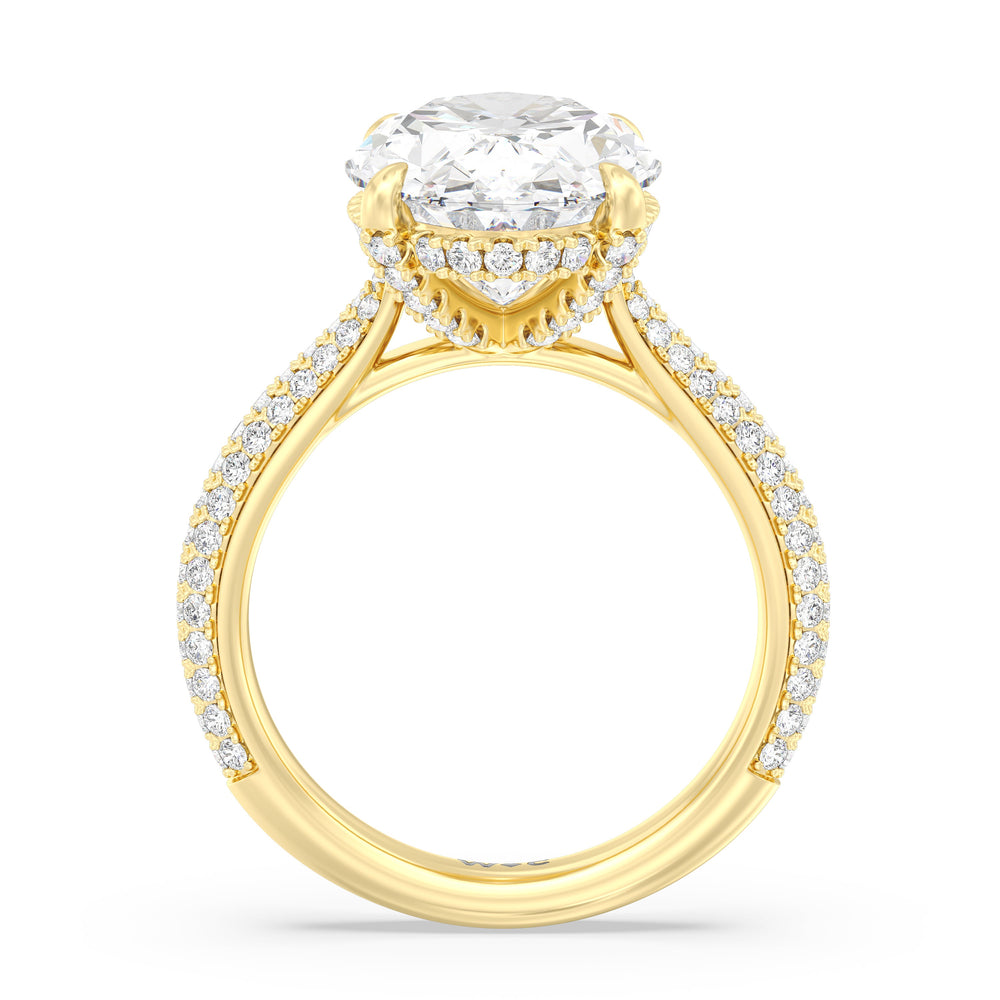 Elegance Studded Basket Engagement Ring with Oval Cut Diamond in 14KT Yellow Gold view 2
