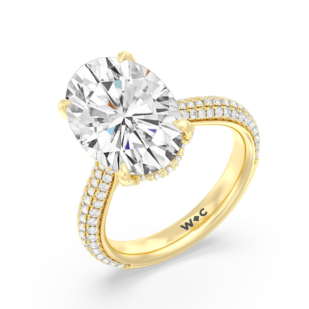 Elegance Studded Basket Engagement Ring with Oval Cut Diamond in 14KT Yellow Gold view 3
