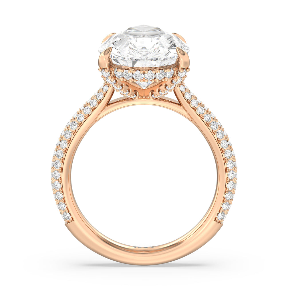 Elegance Studded Basket Engagement Ring with Pear Cut Diamond in 14KT Rose Gold view 2
