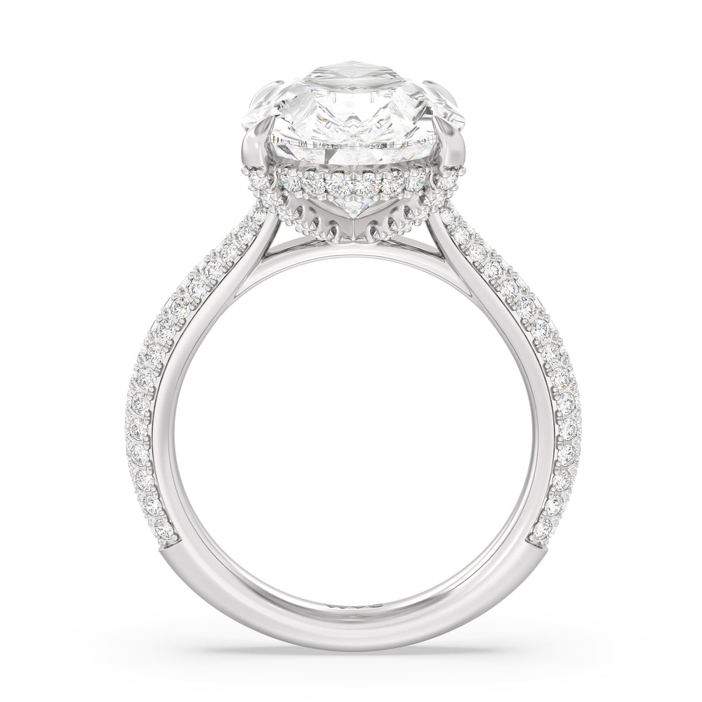 Elegance Studded Basket Engagement Ring with Pear Cut Diamond in 14KT Platinum view 2
