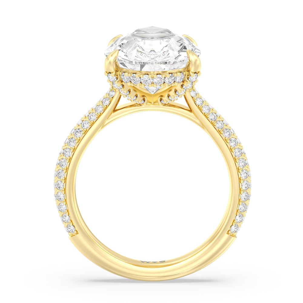 Elegance Studded Basket Engagement Ring with Pear Cut Diamond in 14KT Yellow Gold view 2
