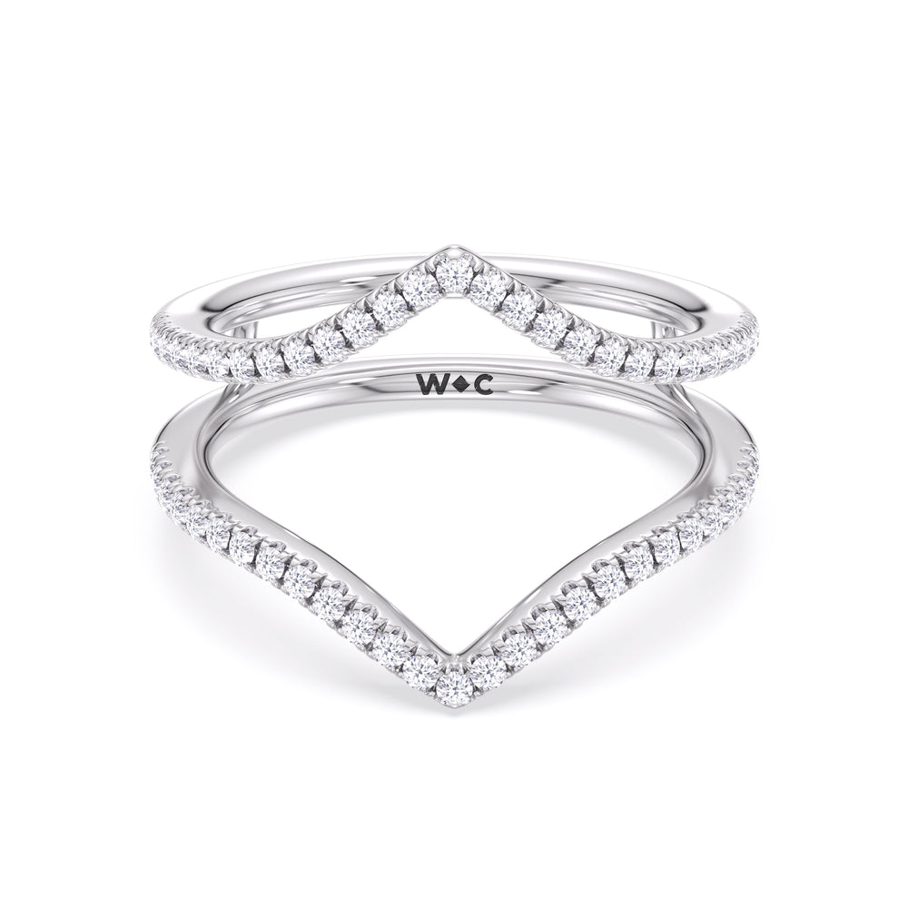 Elegance Split Half Pave Diamond Wedding Band with Platinum Cut Diamond in 14KT Platinum view 1
