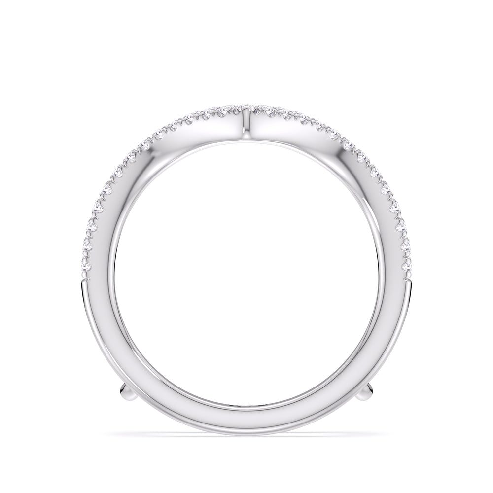 Elegance Split Half Pave Diamond Wedding Band with Platinum Cut Diamond in 14KT Platinum view 2
