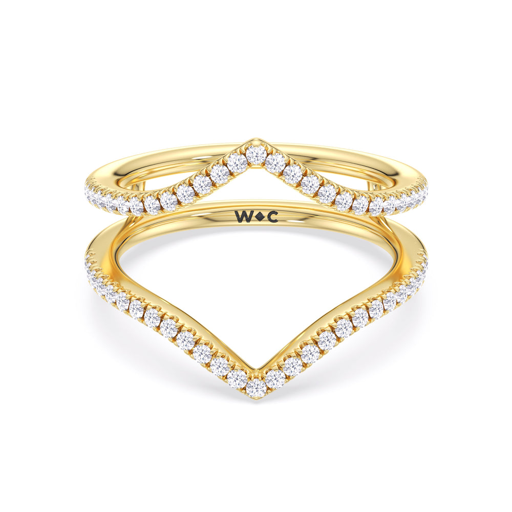 Elegance Split Half Pave Diamond Wedding Band with 18KT Yellow Gold Cut Diamond in 14KT Yellow Gold view 1
