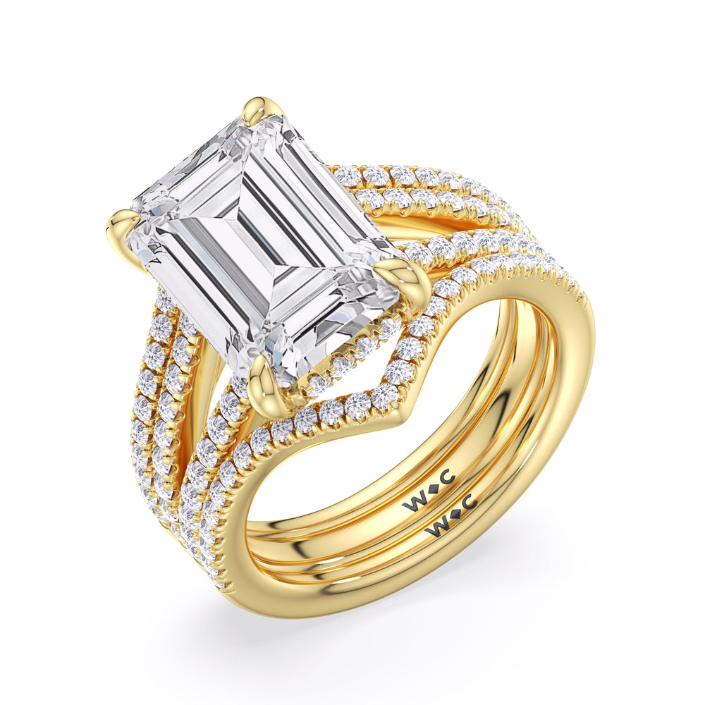 Pear Cut Elegance Split Shank Pave Engagement Ring with Lab Grown Diamond in 14KT Yellow Gold view 6
