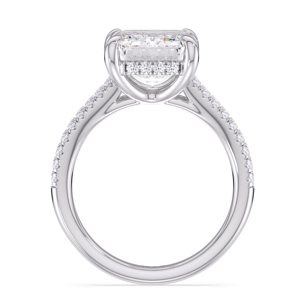 Emerald Cut Elegance Split Shank Pave Engagement Ring with Lab Grown Diamond in 14KT Platinum view 4
