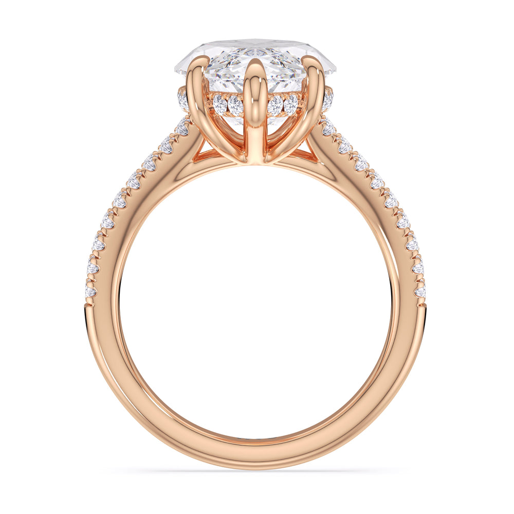 Marquise Cut Elegance Split Shank Pave Engagement Ring with Lab Grown Diamond in 14KT Rose Gold view 4
