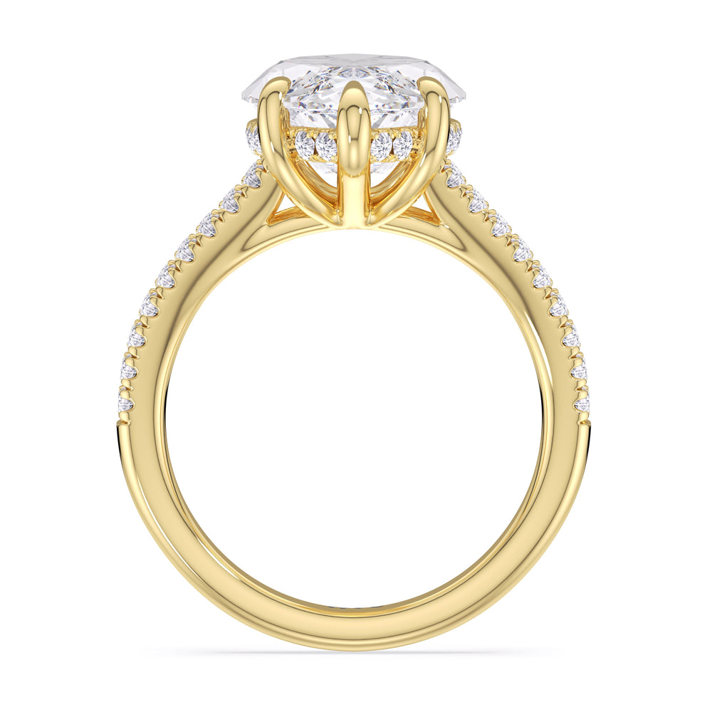 Marquise Cut Elegance Split Shank Pave Engagement Ring with Lab Grown Diamond in 14KT Yellow Gold view 4
