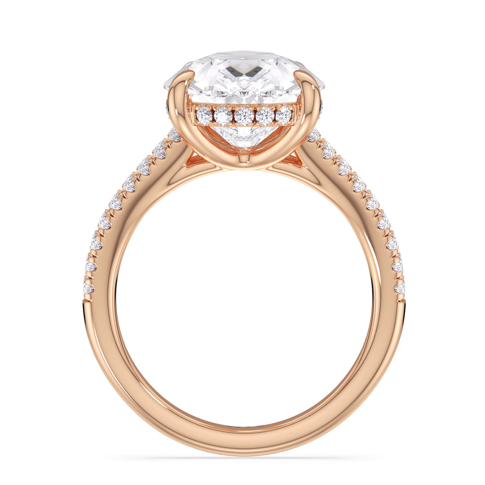 Pear Cut Elegance Split Shank Pave Engagement Ring with Lab Grown Diamond in 14KT Rose Gold view 4
