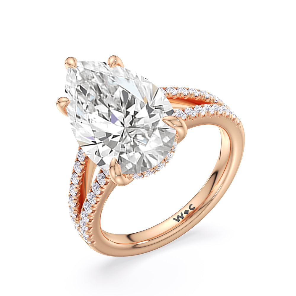 Pear Cut Elegance Split Shank Pave Engagement Ring with Lab Grown Diamond in 14KT Rose Gold view 5

