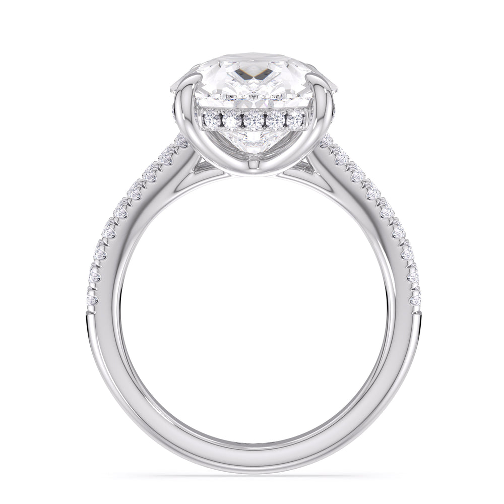 Pear Cut Elegance Split Shank Pave Engagement Ring with Lab Grown Diamond in 14KT Platinum view 4
