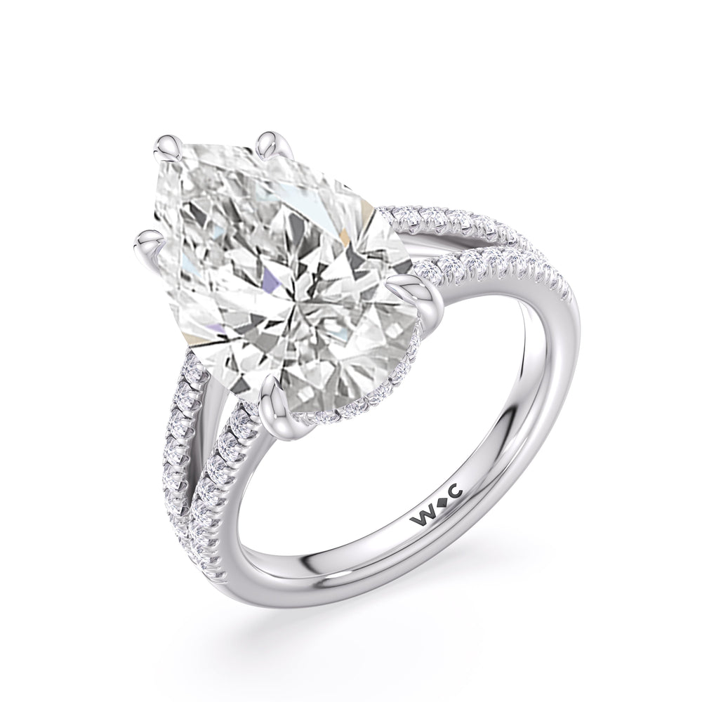 Pear Cut Elegance Split Shank Pave Engagement Ring with Lab Grown Diamond in 14KT Platinum view 5
