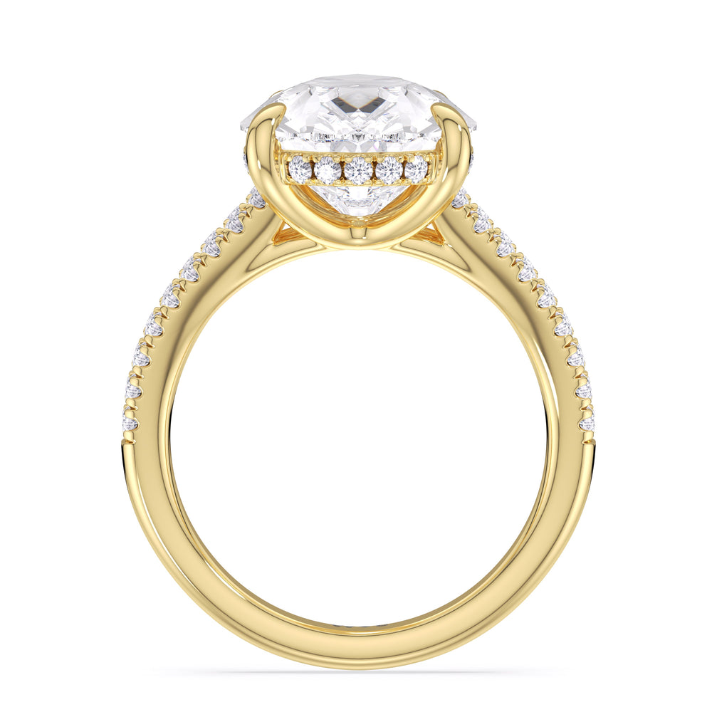 Pear Cut Elegance Split Shank Pave Engagement Ring with Lab Grown Diamond in 14KT Yellow Gold view 4
