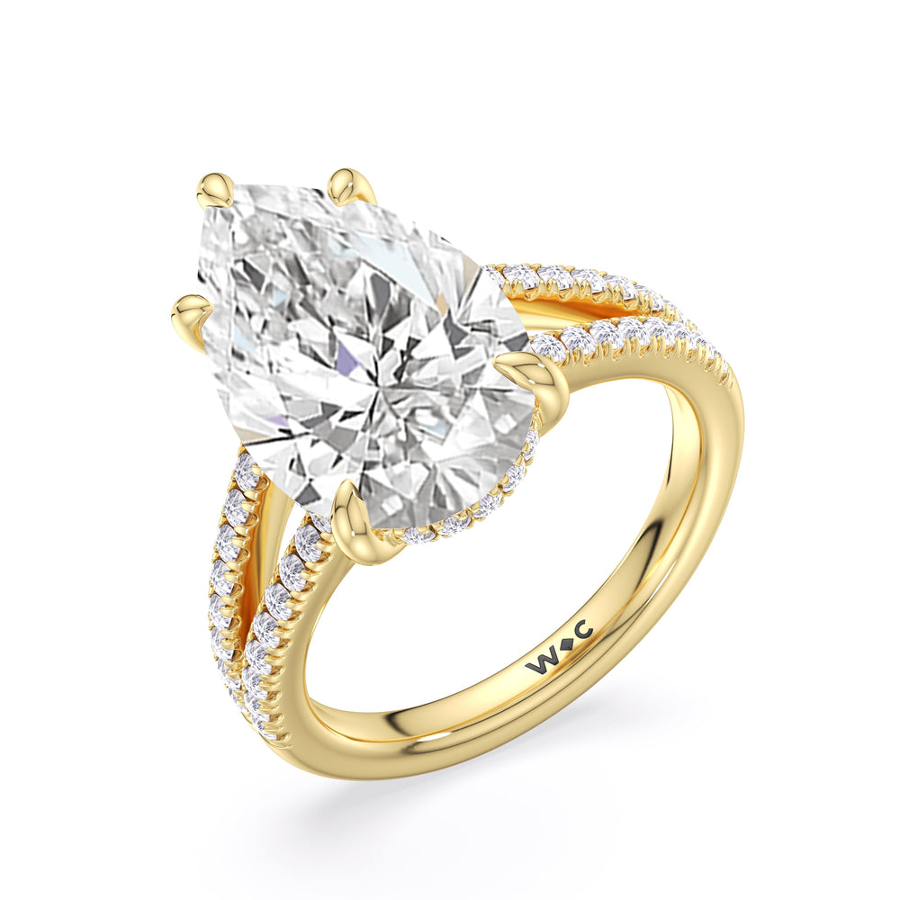 Pear Cut Elegance Split Shank Pave Engagement Ring with Lab Grown Diamond in 14KT Yellow Gold view 5
