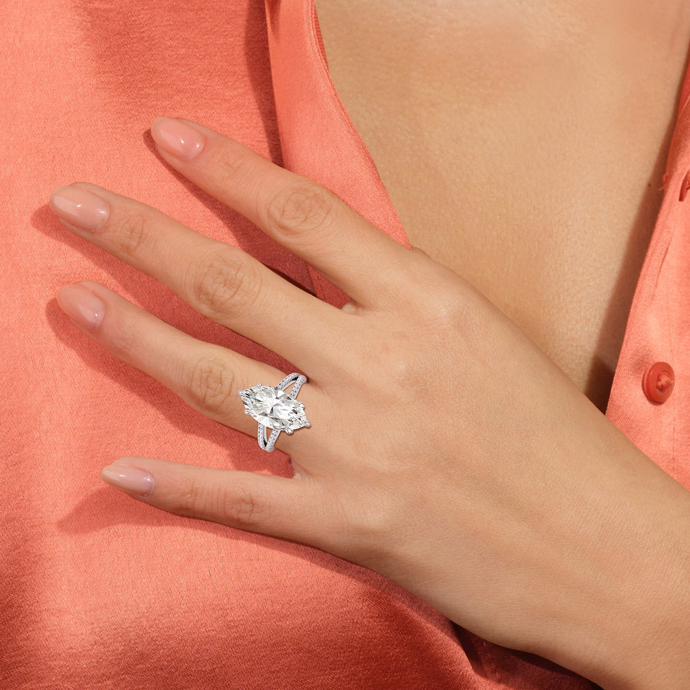 Pear Cut Elegance Split Shank Pave Engagement Ring with Lab Grown Diamond in 14KT Rose Gold view 2
