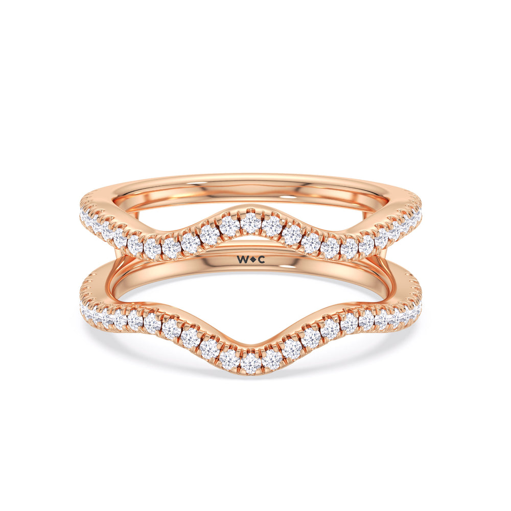 Elegance Twisted Pave Diamond Wedding Band with 18KT Rose Gold Cut Diamond in 14KT Rose Gold view 1
