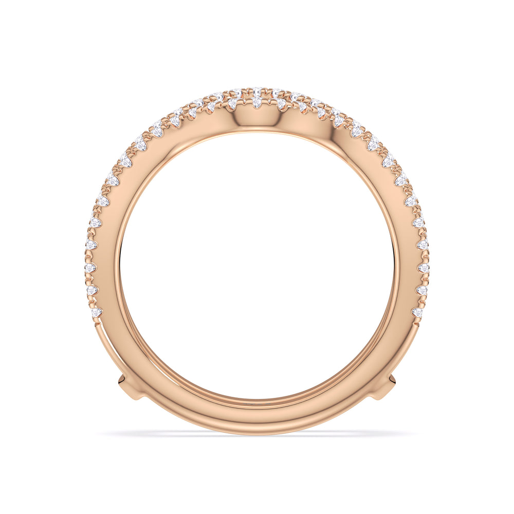 Elegance Twisted Pave Diamond Wedding Band with 18KT Rose Gold Cut Diamond in 14KT Rose Gold view 2
