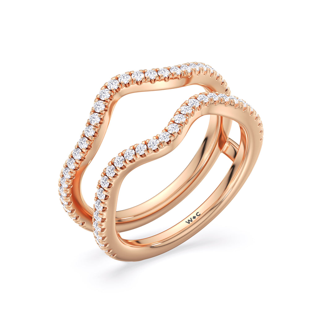 Elegance Twisted Pave Diamond Wedding Band with 18KT Rose Gold Cut Diamond in 14KT Rose Gold view 4

