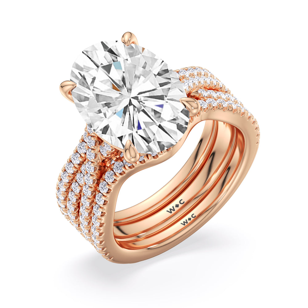 Oval Cut Elegance Twisted Pave Engagement Ring with Lab Grown Diamond in 14KT Rose Gold view 6
