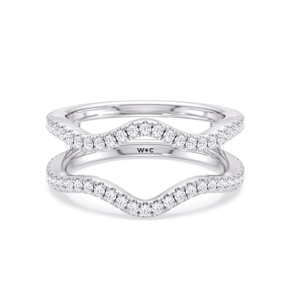 Elegance Twisted Pave Diamond Wedding Band with Platinum Cut Diamond in 14KT Platinum view 1
