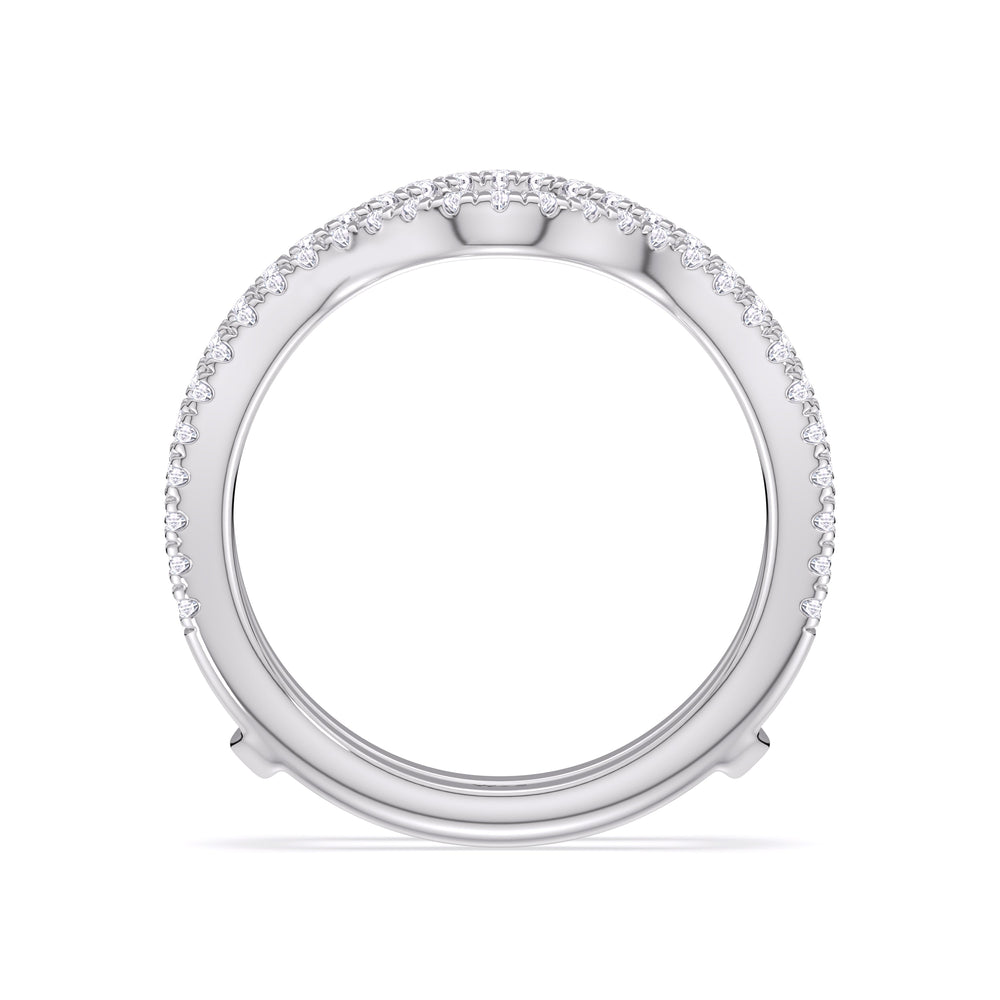 Elegance Twisted Pave Diamond Wedding Band with Platinum Cut Diamond in 14KT Platinum view 2
