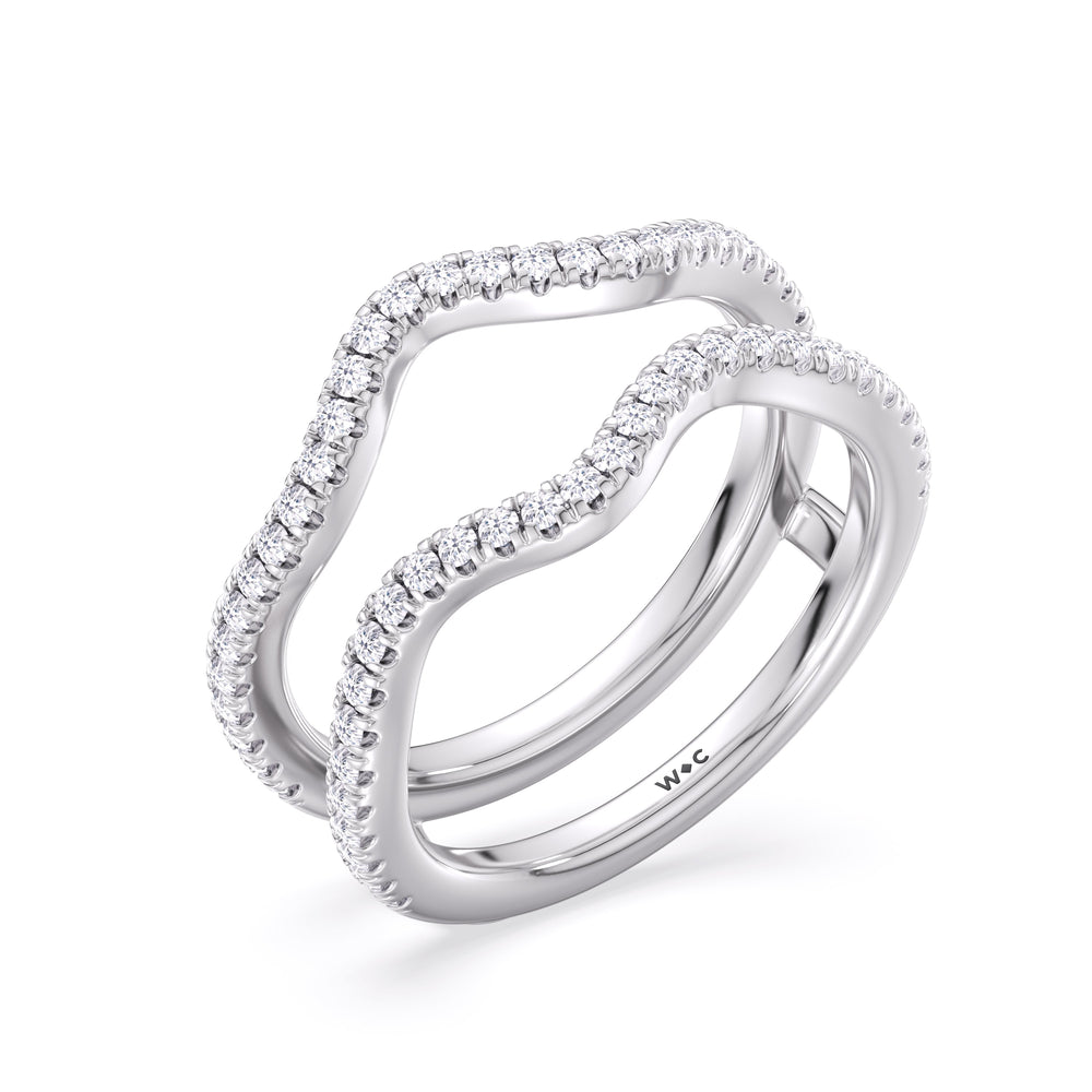 Elegance Twisted Pave Diamond Wedding Band with Platinum Cut Diamond in 14KT Platinum view 4
