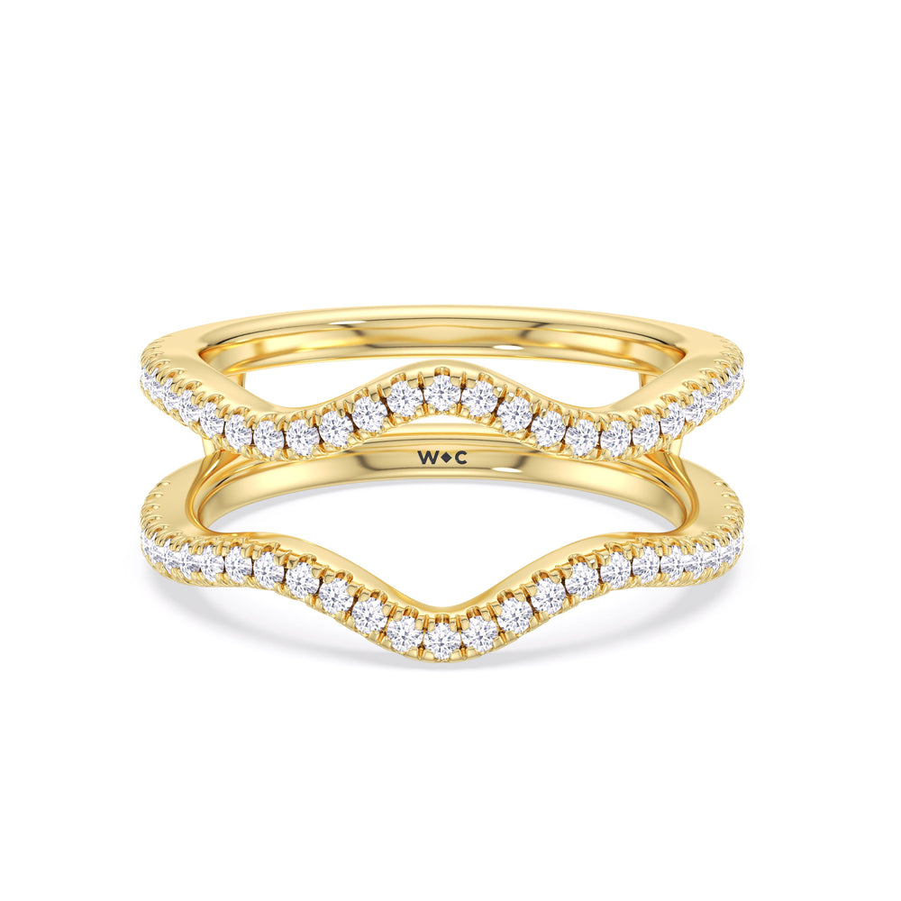 Elegance Twisted Pave Diamond Wedding Band with 18KT Yellow Gold Cut Diamond in 14KT Yellow Gold view 1
