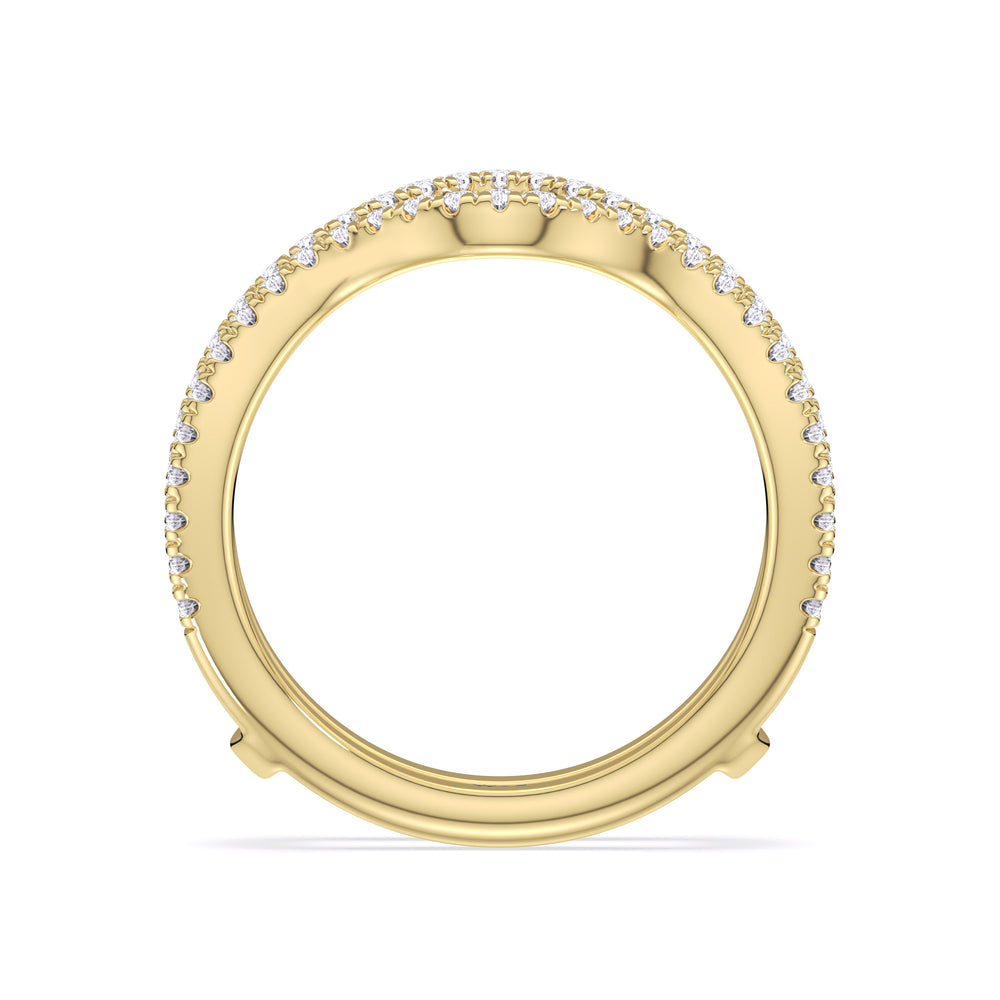 Elegance Twisted Pave Diamond Wedding Band with 18KT Yellow Gold Cut Diamond in 14KT Yellow Gold view 2
