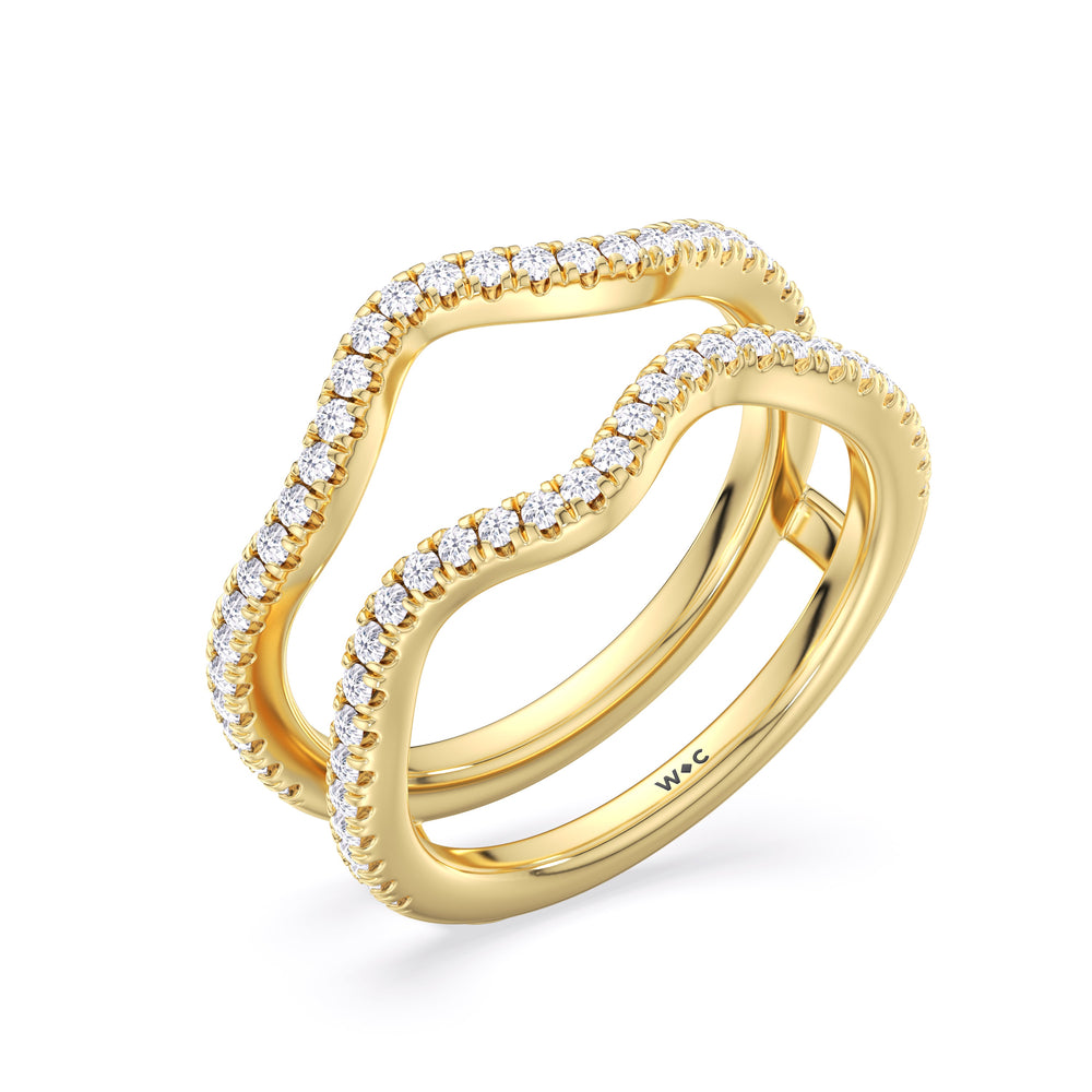 Elegance Twisted Pave Diamond Wedding Band with 18KT Yellow Gold Cut Diamond in 14KT Yellow Gold view 4
