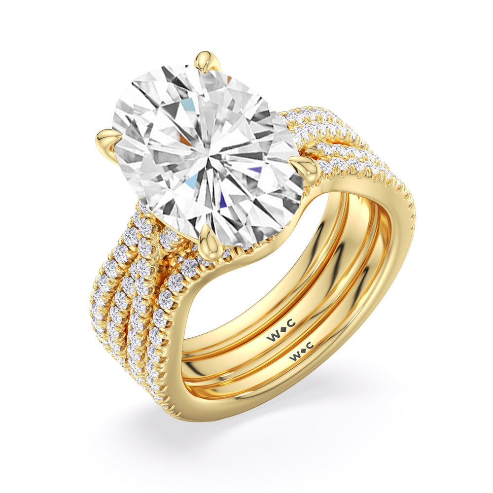 Elegance Twisted Pave Diamond Wedding Band with 18KT Yellow Gold Cut Diamond in 14KT Yellow Gold view 3
