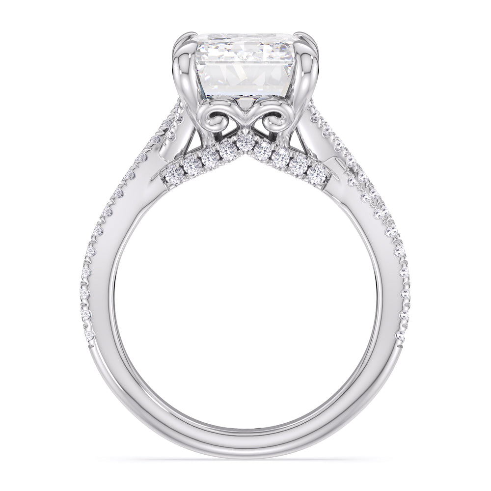 Emerald Cut Elegance Twisted Pave Engagement Ring with Lab Grown Diamond in 14KT Platinum view 4
