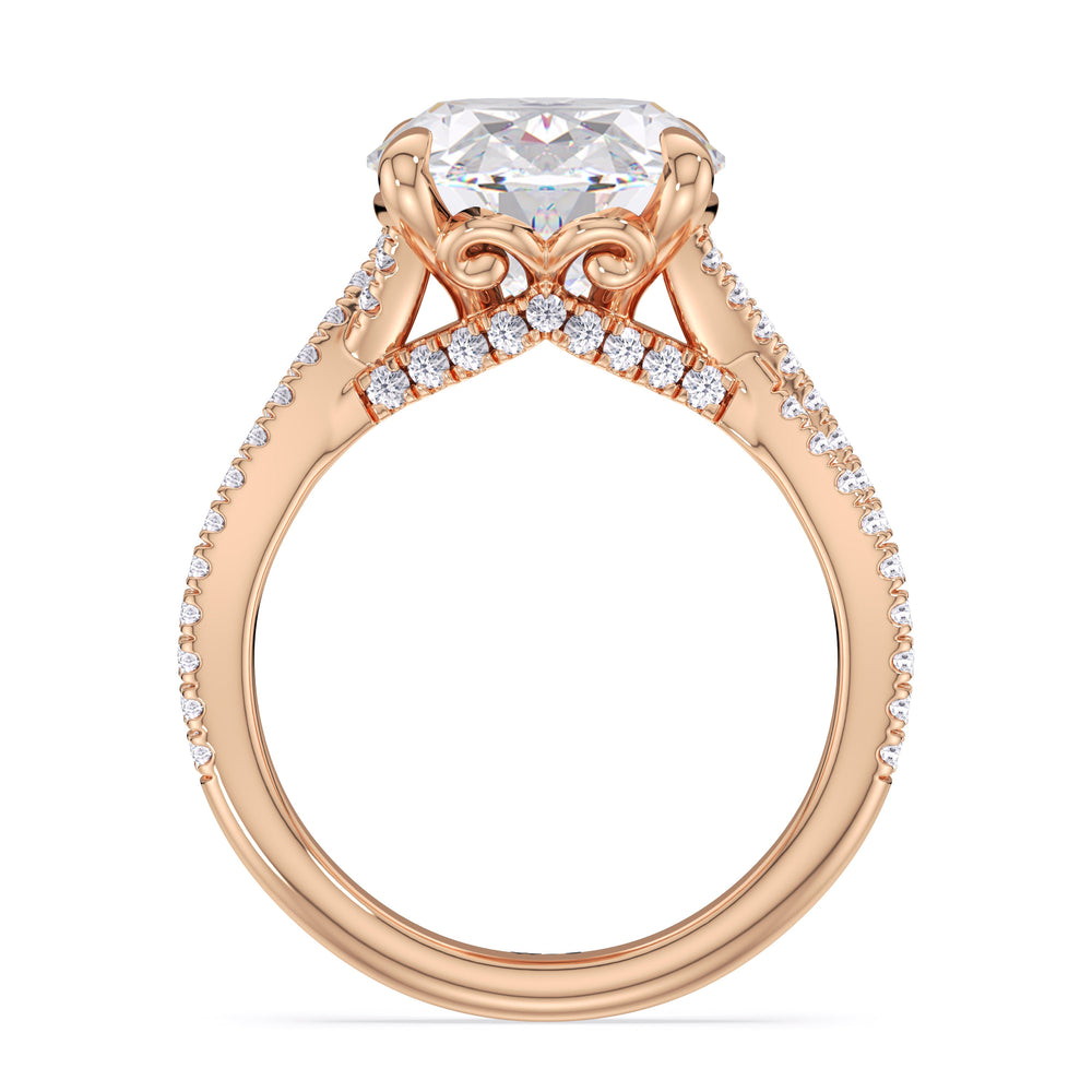 Oval Cut Elegance Twisted Pave Engagement Ring with Lab Grown Diamond in 14KT Rose Gold view 4
