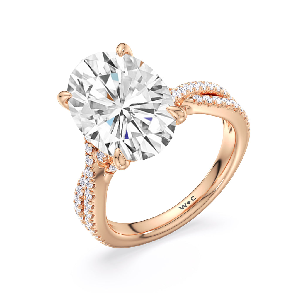 Oval Cut Elegance Twisted Pave Engagement Ring with Lab Grown Diamond in 14KT Rose Gold view 5
