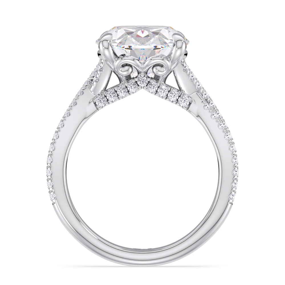 Oval Cut Elegance Twisted Pave Engagement Ring with Lab Grown Diamond in 14KT Platinum view 4
